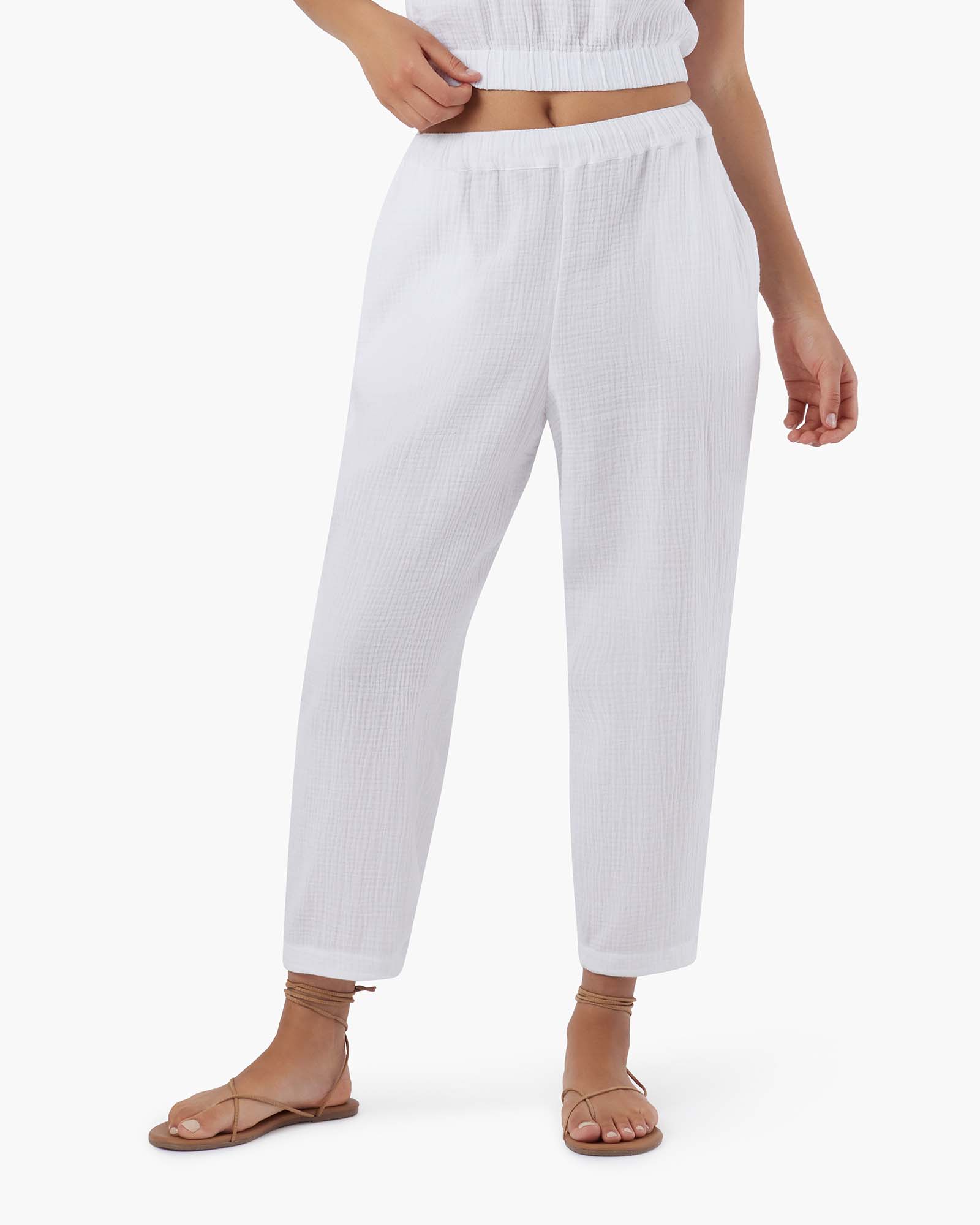 TKEES Gauze Women's Pants White | RV0148523