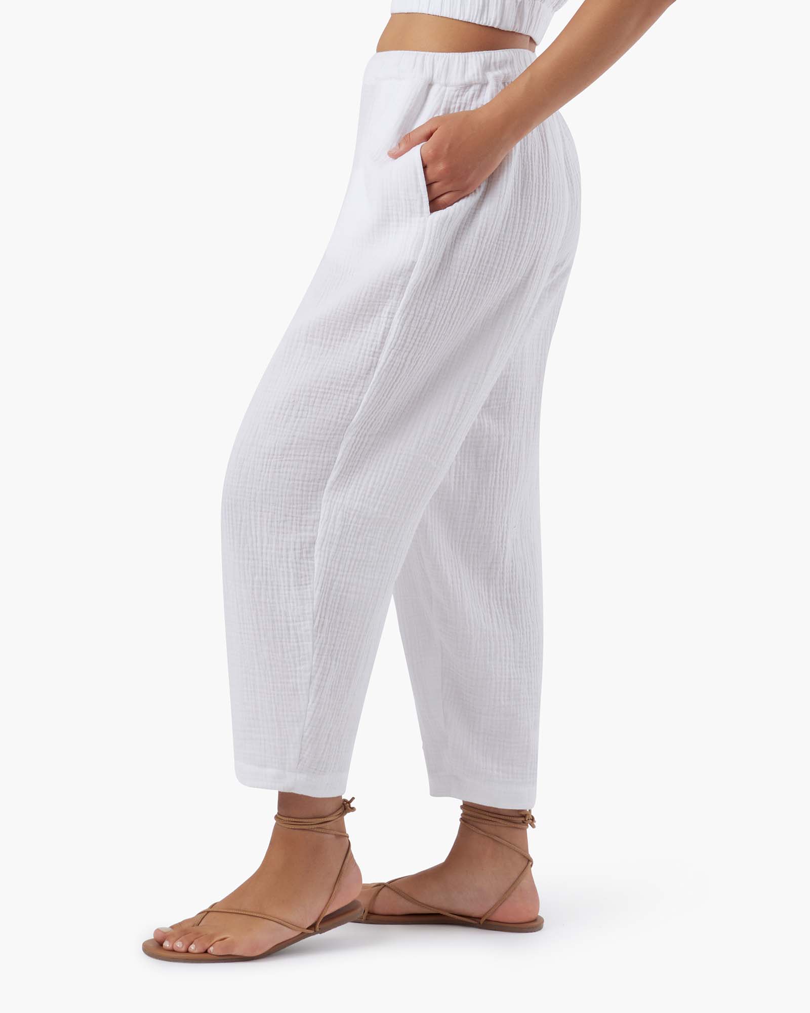 TKEES Gauze Women's Pants White | RV0148523