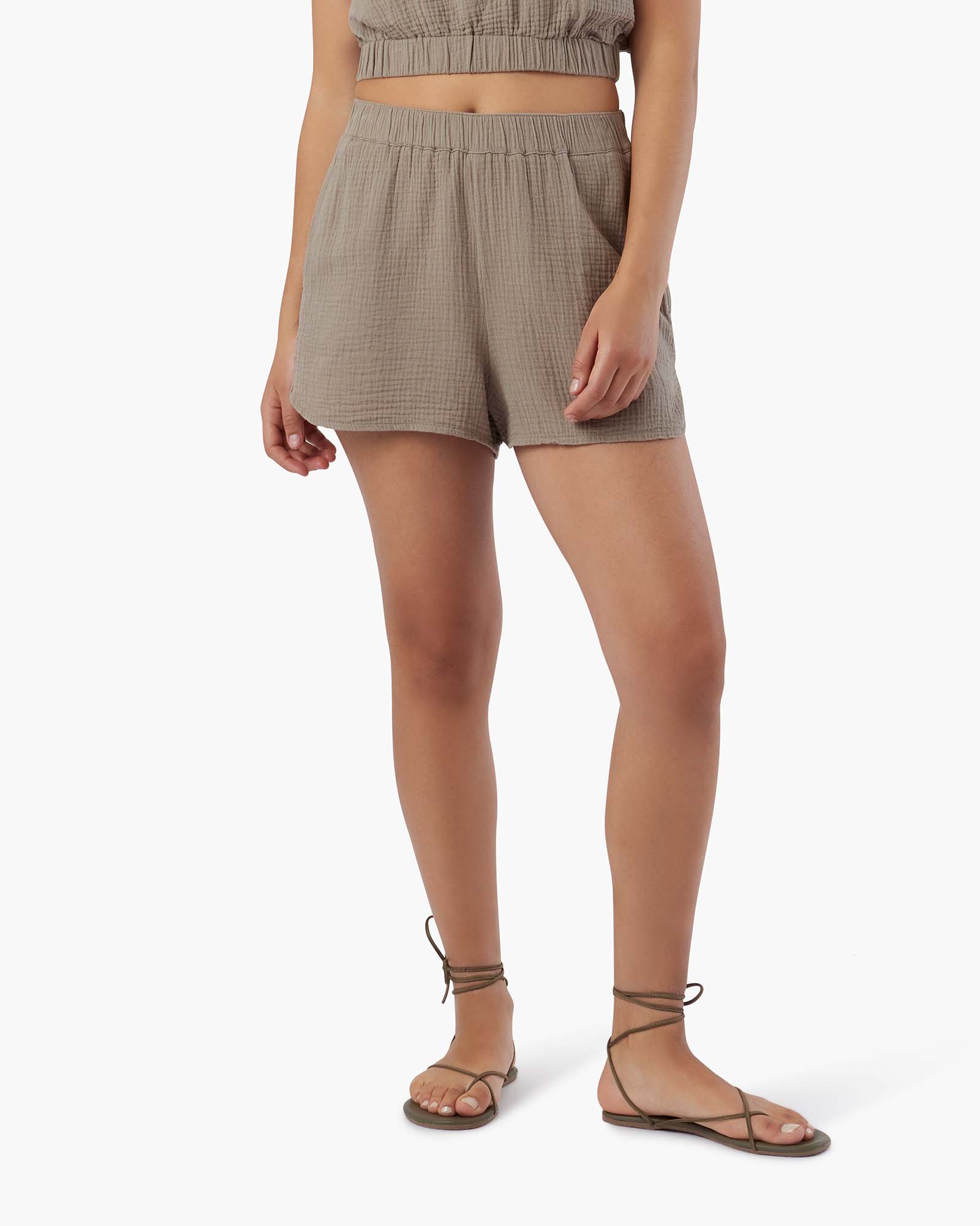 TKEES Gauze Women's Shorts Brown | PA1730892