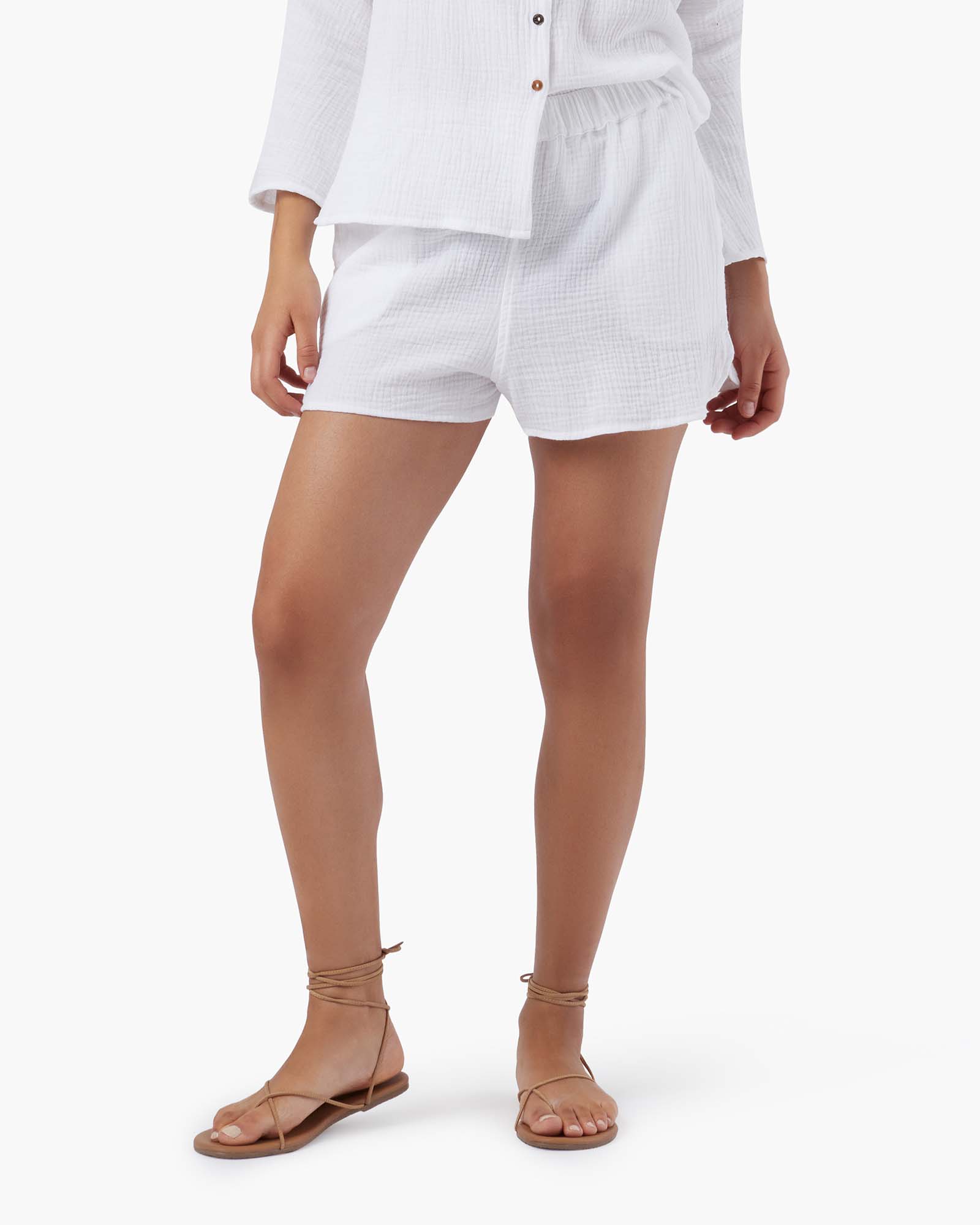 TKEES Gauze Women's Shorts White | YB7208964