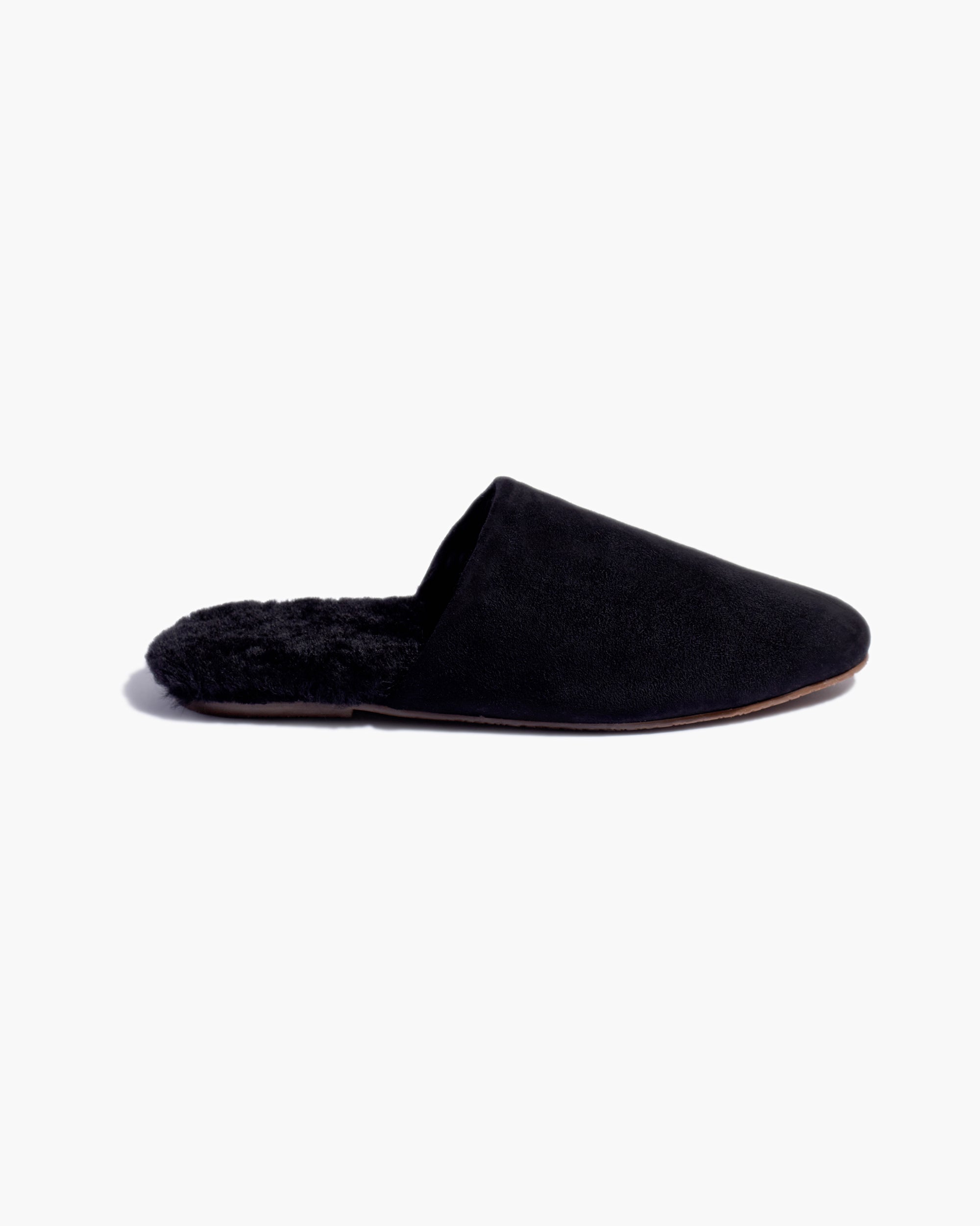 TKEES Ines Shearling Women's Slides Black | LG7981205