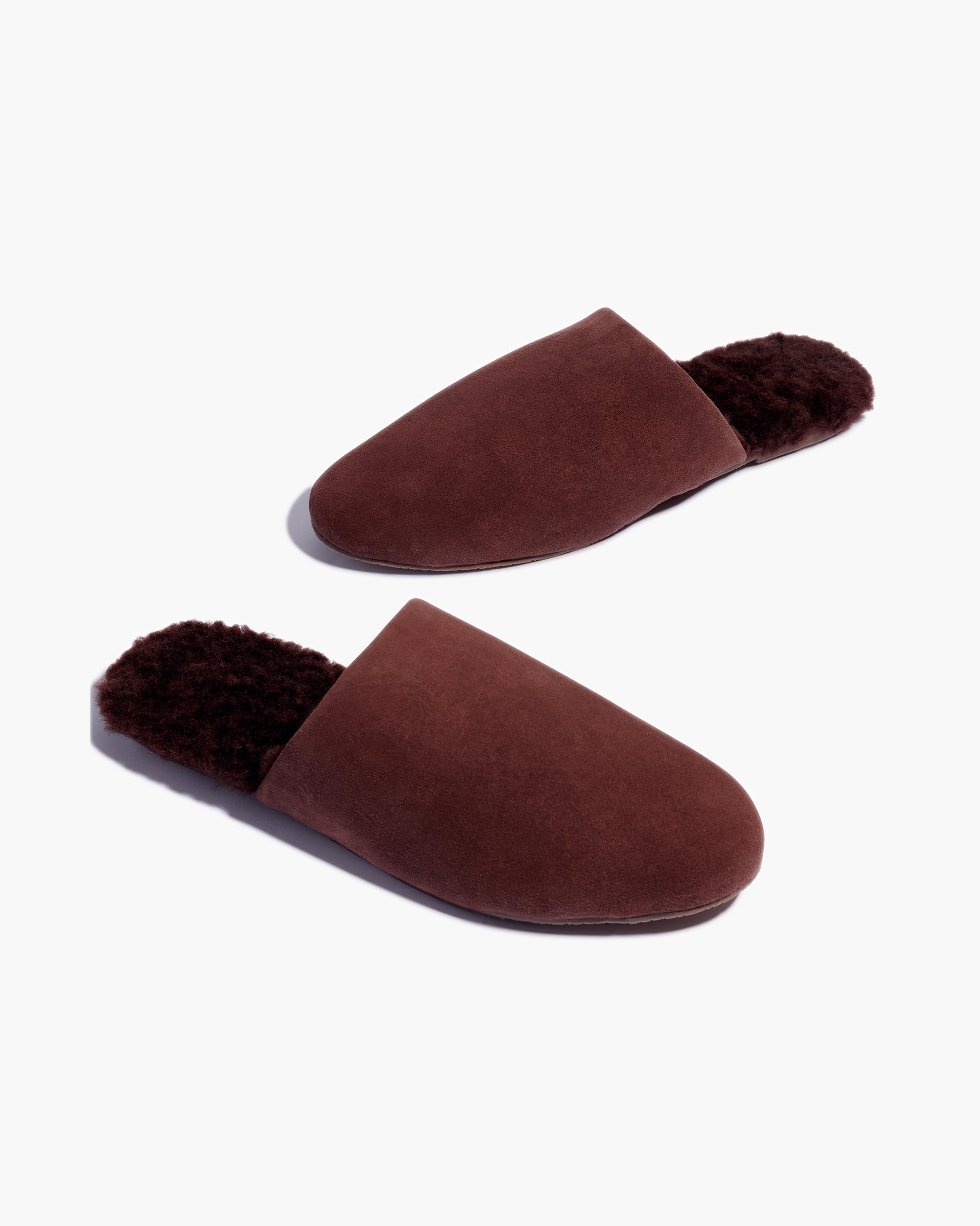 TKEES Ines Shearling Women's Slides Chocolate | OF9036751