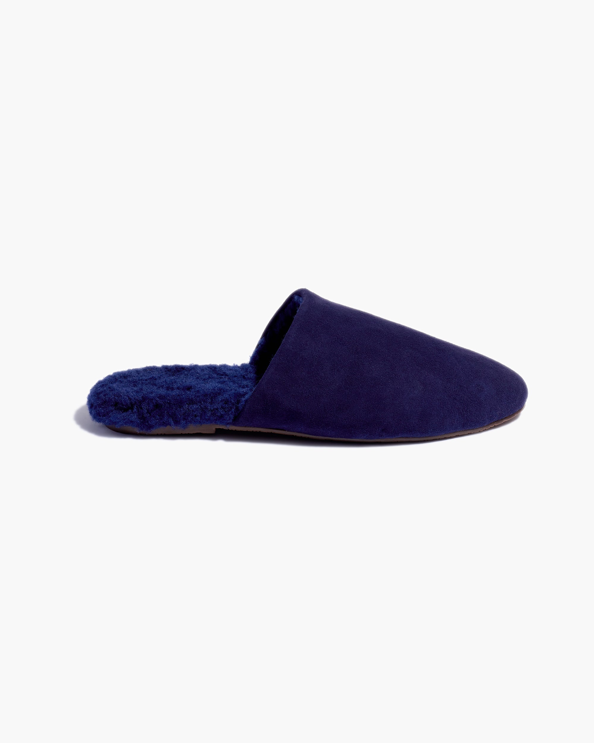 TKEES Ines Shearling Women's Slides Navy | IE2981540