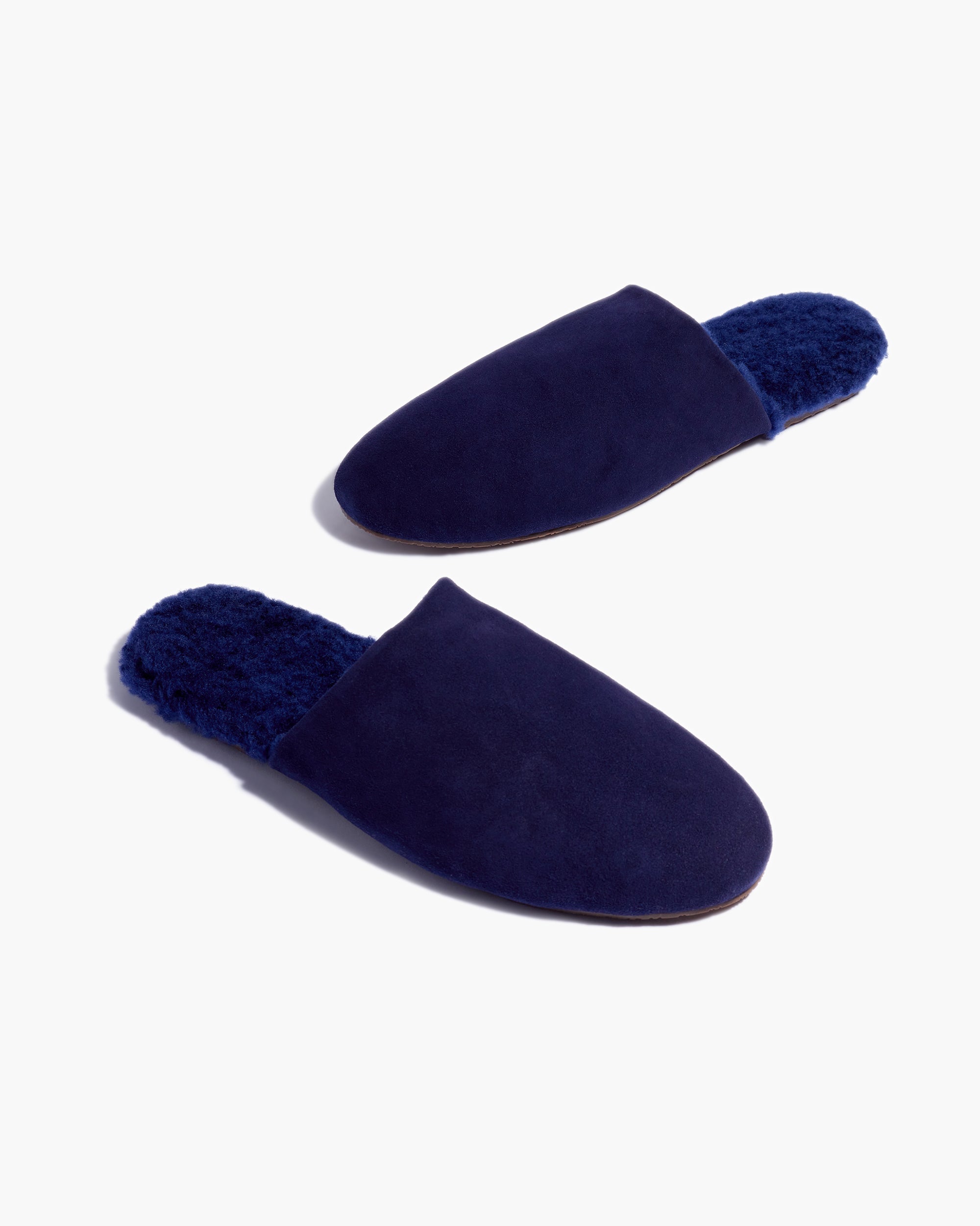 TKEES Ines Shearling Women's Slides Navy | IE2981540