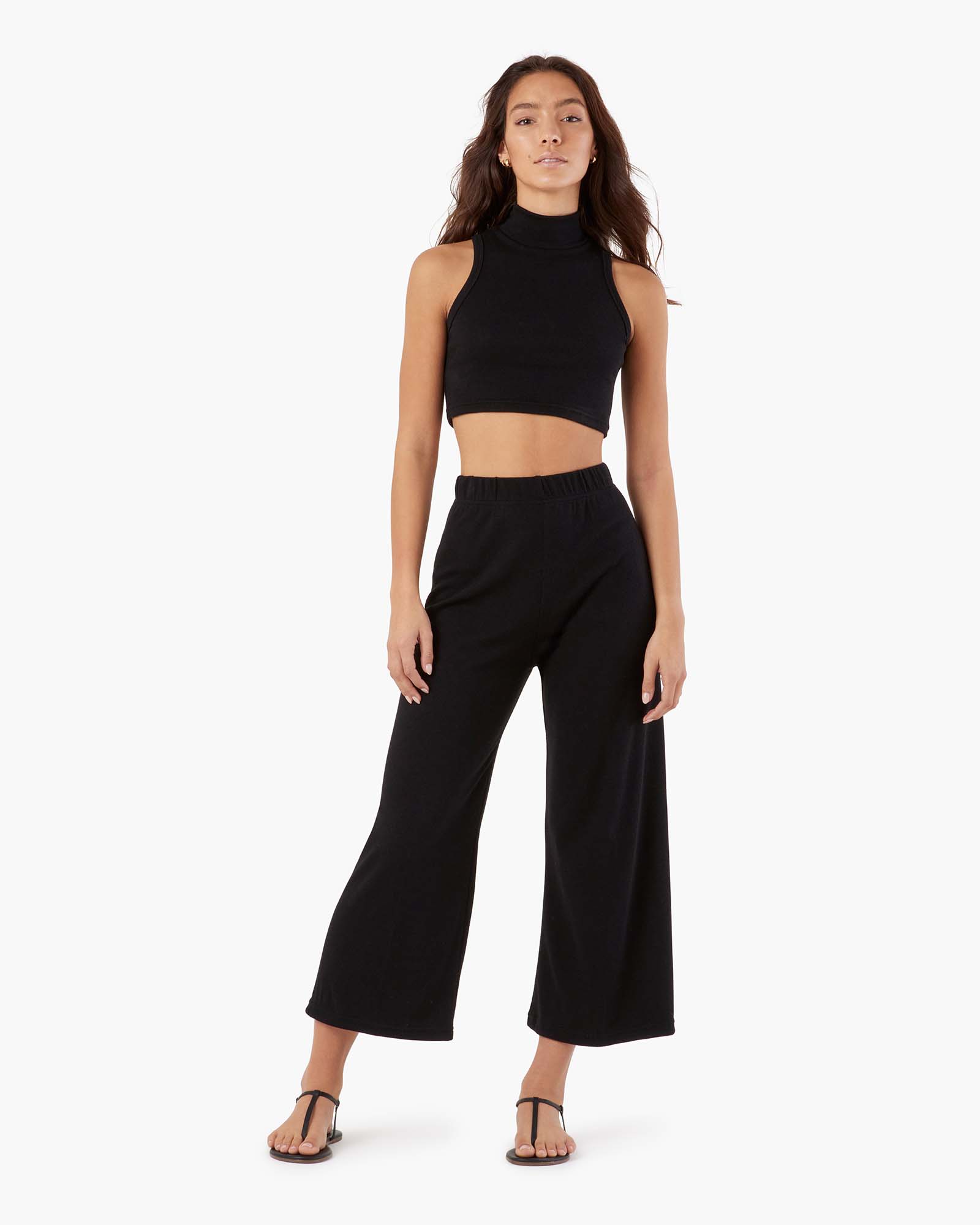 TKEES Light Rib Culotte Women's Pants Black | SI4175326