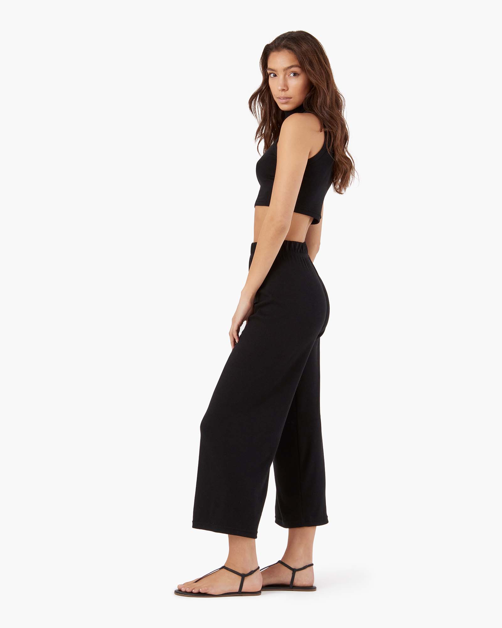 TKEES Light Rib Culotte Women's Pants Black | SI4175326