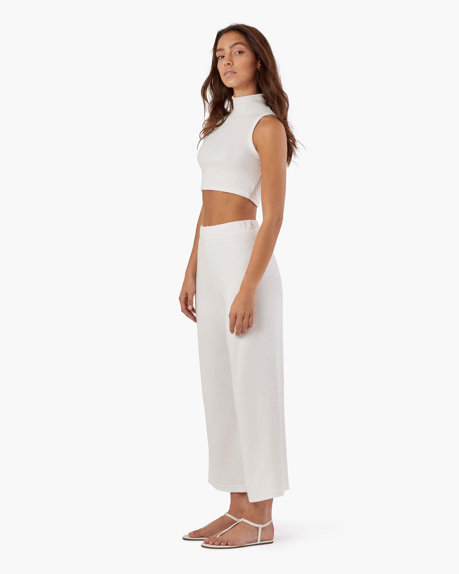 TKEES Light Rib Culotte Women's Pants White | NL0268945