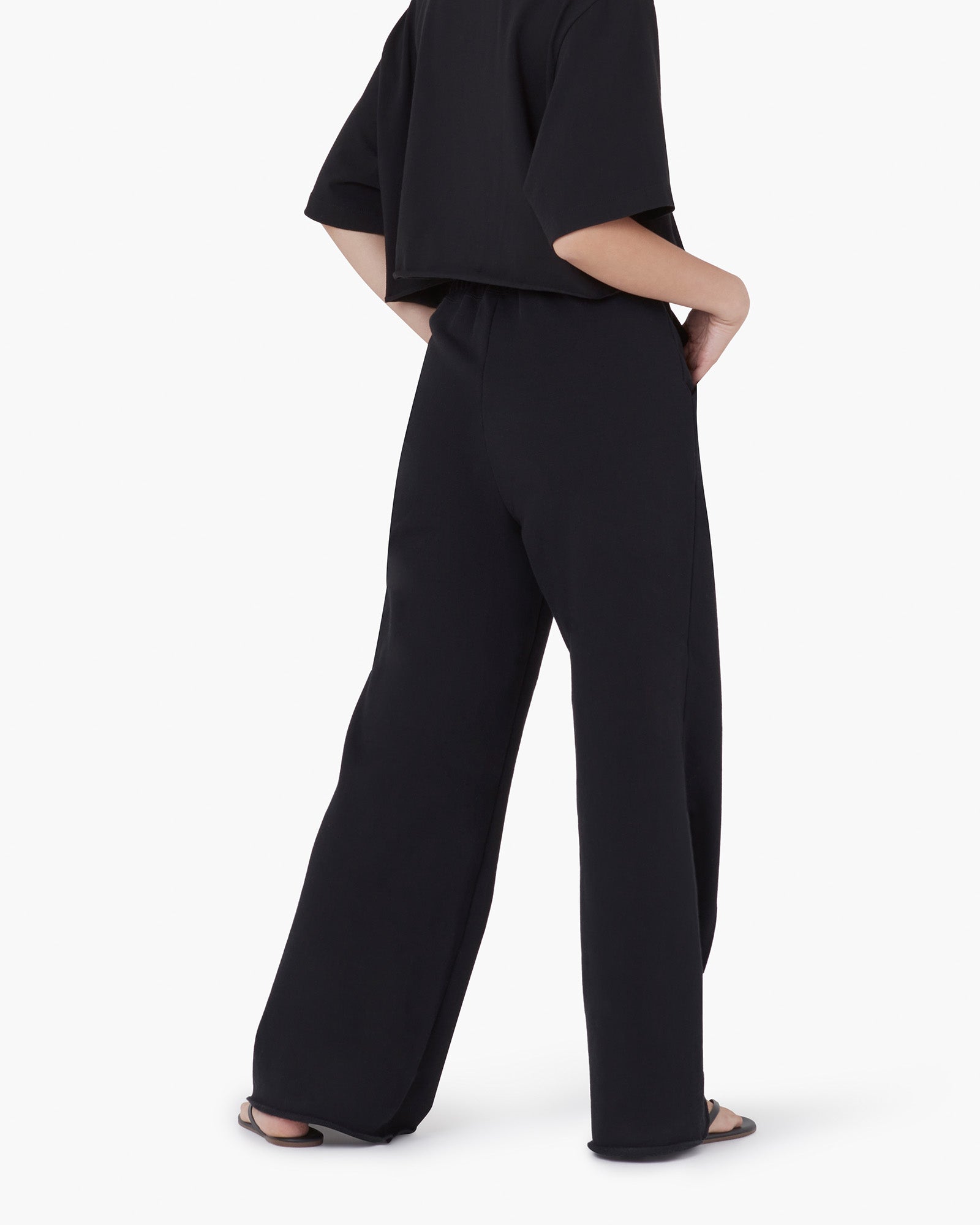 TKEES Raw Edge Wide Leg Women's Pants Black | VU1409853